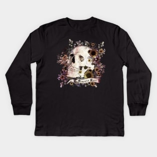 Memento mori, Skull and dark flowers, sugar skull, Kids Long Sleeve T-Shirt